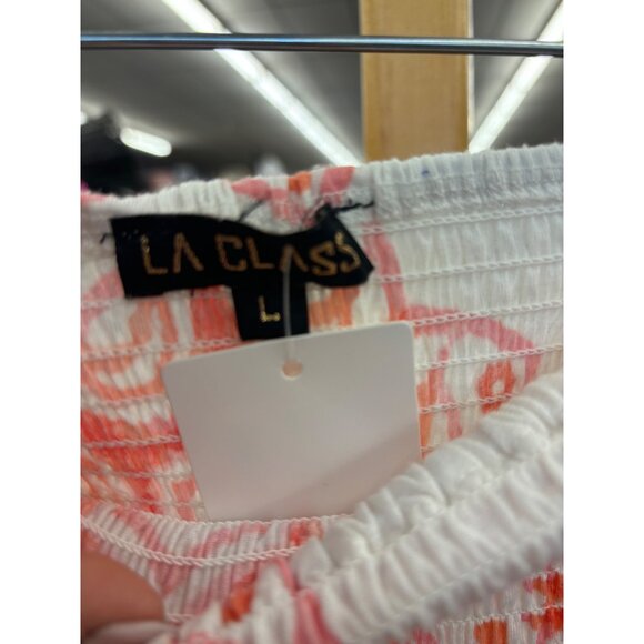 LA Class Womens Orange & White Printed Tube Dress L - Picture 3 of 3